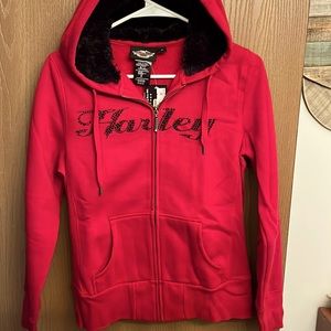 Harley-Davidson Red Hoodie with Black Accents